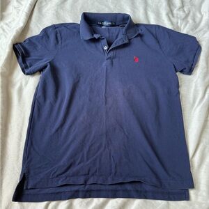 US Polo Assn Navy Short Sleeve Polo Shirt Red Embroidery Size Large